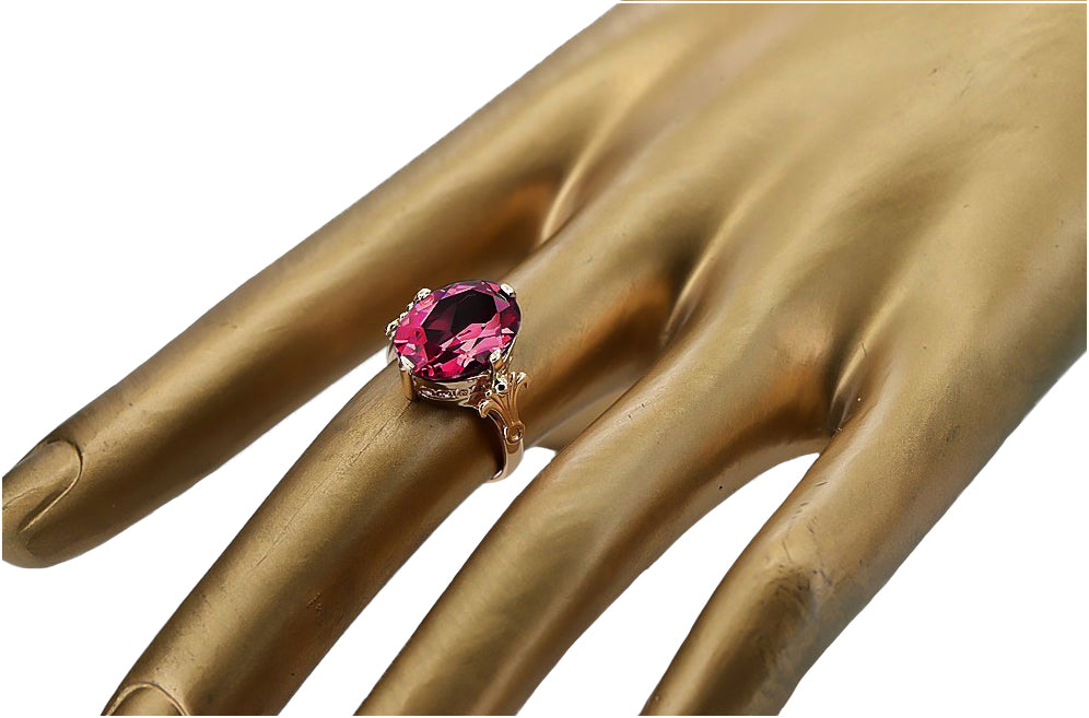 Vintage Ruby Ring in 14K Rose Gold (vrc369r-rb) — side view showing the setting