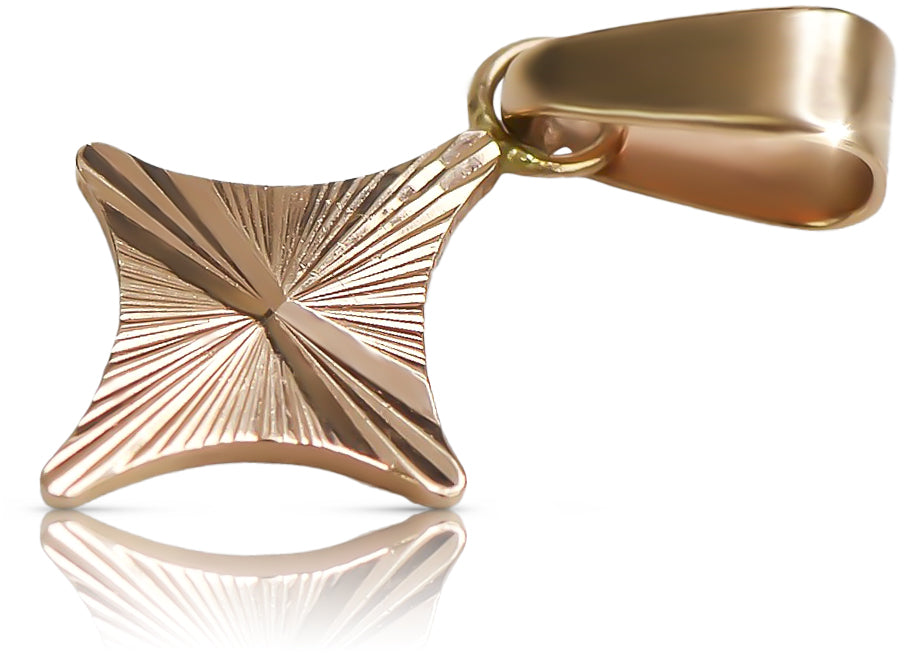 Vintage Square Pendant in 14K Rose Gold (vpn035) — close-up of the stone and setting