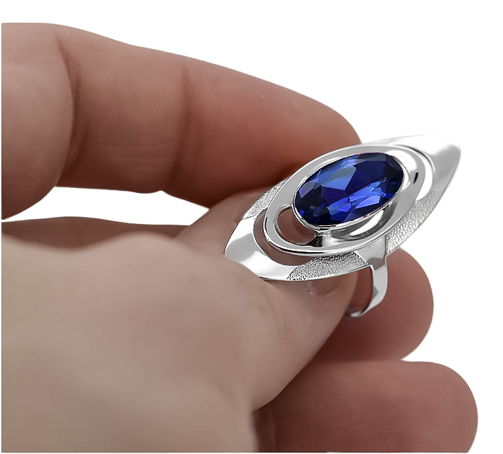 Vintage Sapphire Ring in Sterling Silver (vrc189s-sp) — side view showing the setting