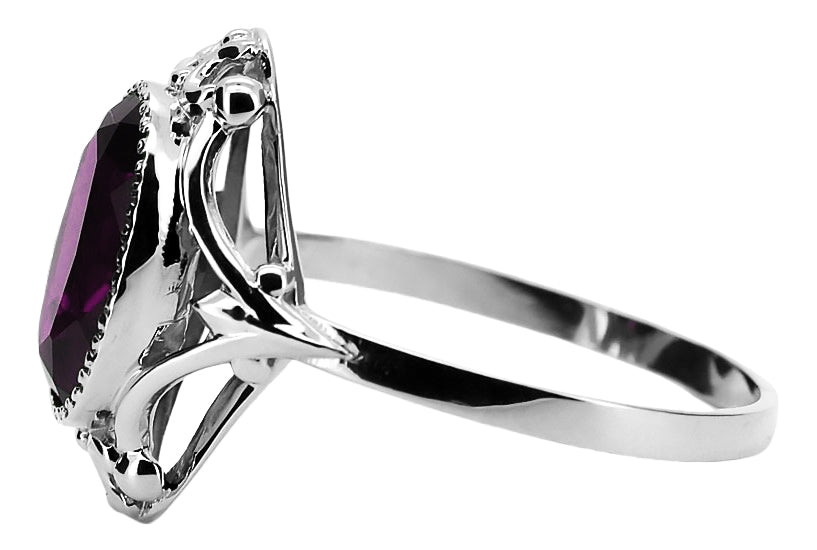 Vintage Amethyst Craft Ring in Sterling Silver (vrc128s-am) — side view showing the setting