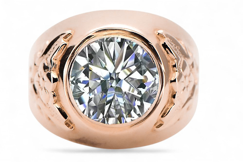 Vintage Zircon Ring in 14K Rose Gold (vrc078r-zi) — close-up of the stone and setting