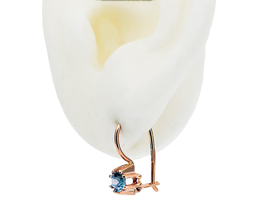 Vintage Aquamarine Earrings in 14K Rose Gold (vec053r-aq) — full view of the piece