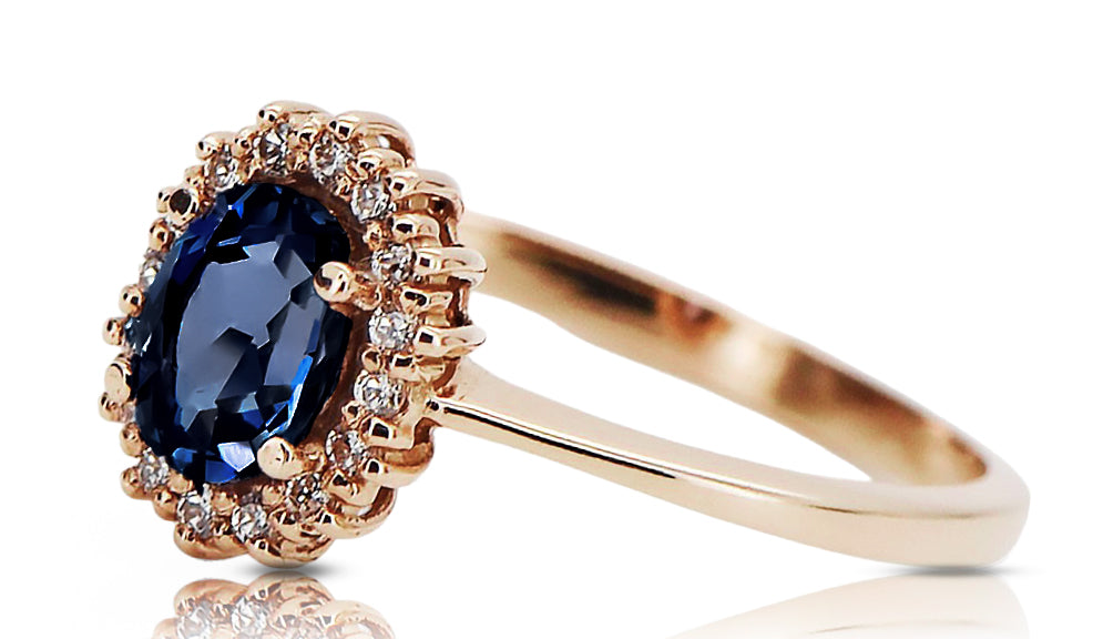 Vintage Sapphire Ring in 14K Rose Gold (crc009r-sp) — back view with the clasp