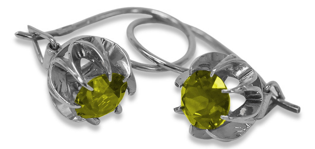 Vintage Yellow Peridot Earrings in Sterling Silver (vec062s-yp) — close-up of the hallmark on the inner band