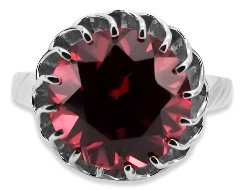 Vintage Ruby Craft Ring in Sterling Silver (vrc035s-rb) — side view showing the setting
