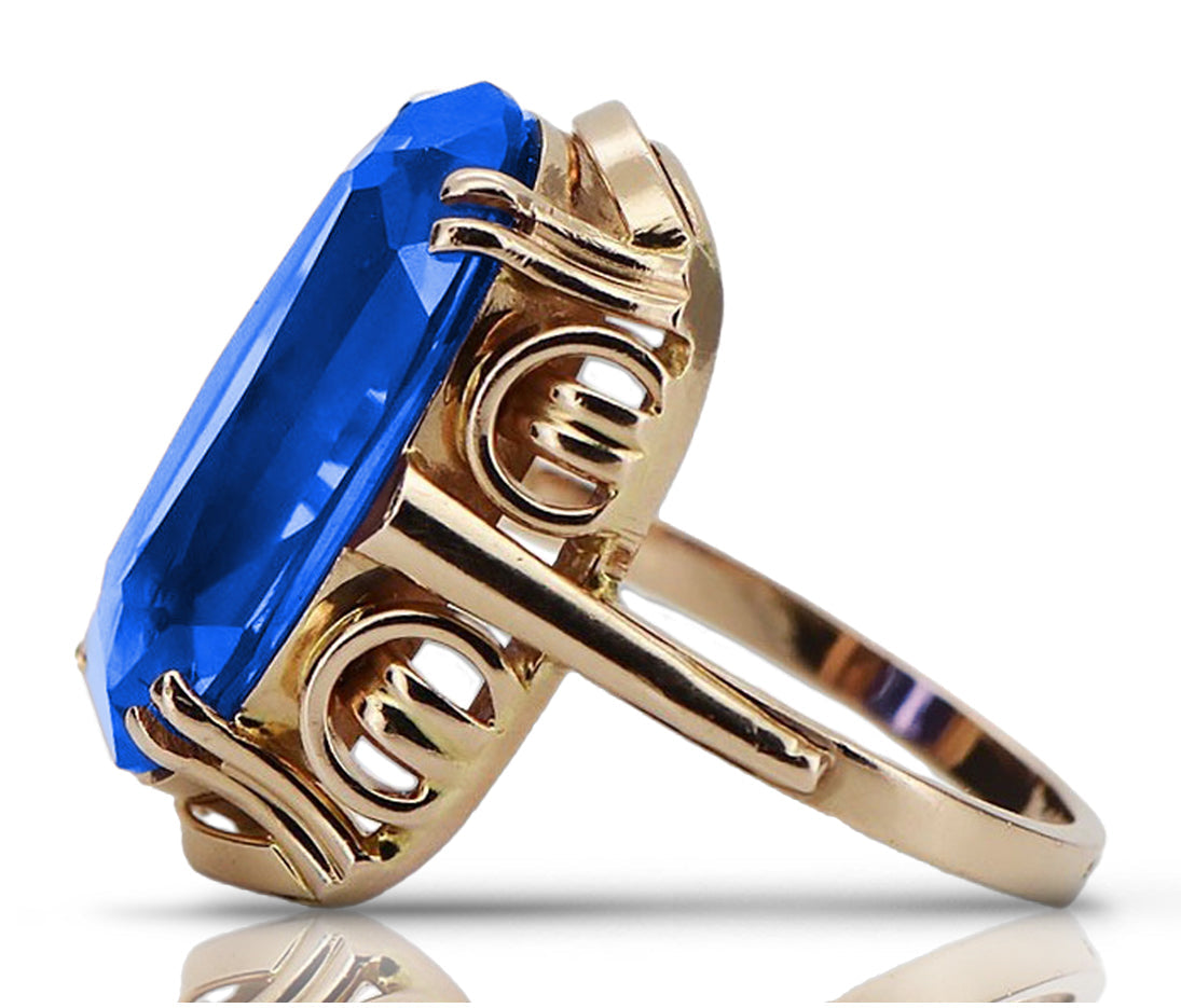 Vintage Sapphire Ring in 14K Rose Gold (vrc038r-sp) — full view of the piece