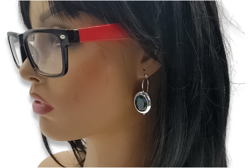 Vintage Aquamarine Earrings in Sterling Silver (vec114s-aq) — full view of the piece