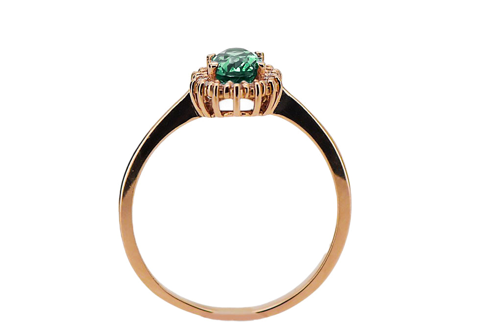 Vintage Emerald Craft Ring in 14K Rose Gold (crc009r-em) — close-up of the hallmark on the inner band