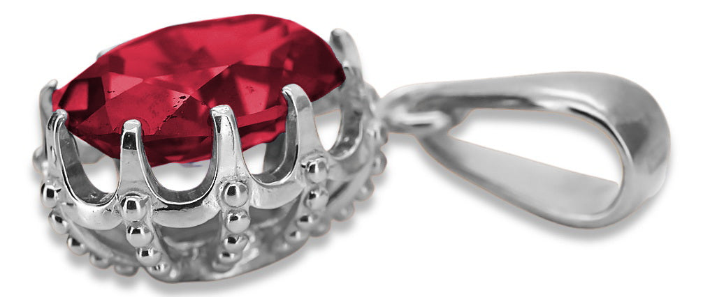 Vintage Ruby Pendant in Sterling Silver (vpc008s-rb) — side view showing the setting