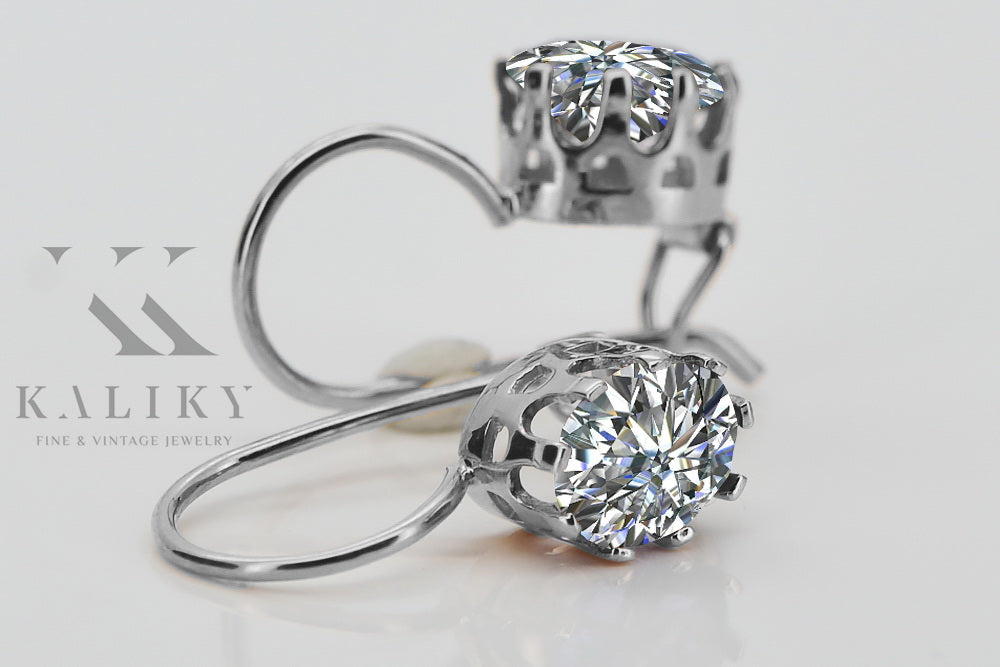 Vintage Zircon Earrings in Sterling Silver (vec196s-zi) — close-up of the hallmark on the inner band