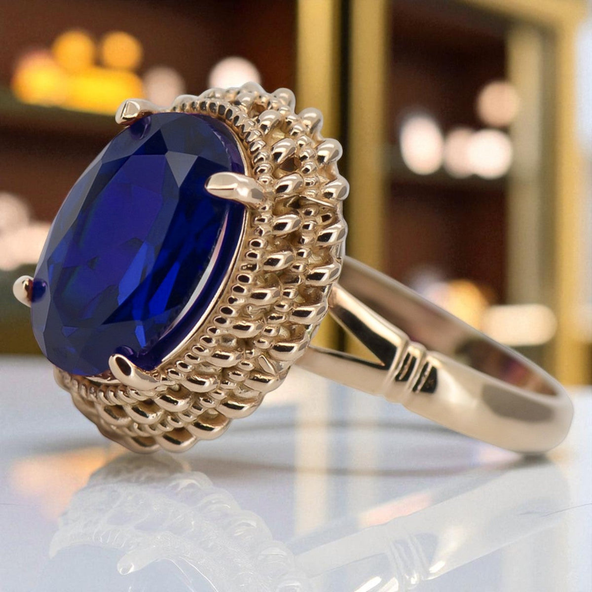 Vintage Sapphire Ring in 14K Rose Gold (vrc068r-sp)