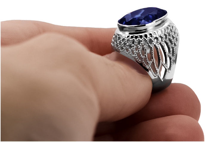 Vintage Sapphire Ring in Sterling Silver (vrc089s-sp) — full view of the piece