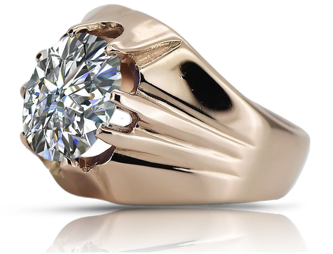 Vintage Zircon Cubic Ring in 14K Rose Gold (vrc016r-zi) — close-up of the stone and setting