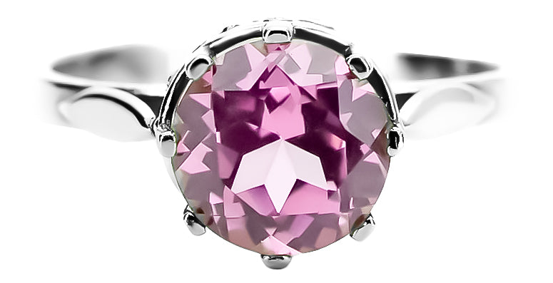 Vintage Amethyst Ring in Sterling Silver (vrc366s-am) — side view showing the setting