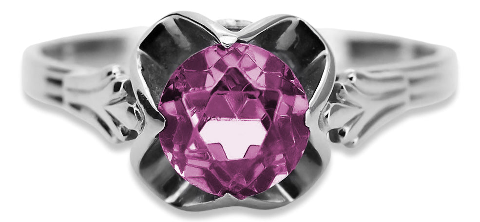 Vintage Amethyst Ring in Sterling Silver (vrc023s-am) — side view showing the setting