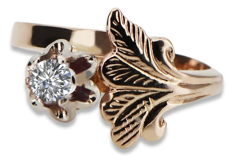 Vintage Zircon Zircone Ring in 14K Rose Gold (vrc169r-zi) — close-up of the hallmark on the inner band