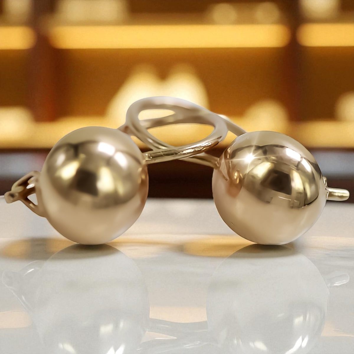 Vintage Ball Earrings in 14K Rose Gold (ven130)