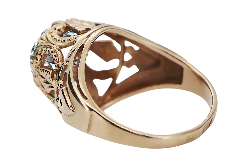 Vintage Zircon Ring in 14K Rose Gold (vrc080r-zi) — close-up of the stone and setting