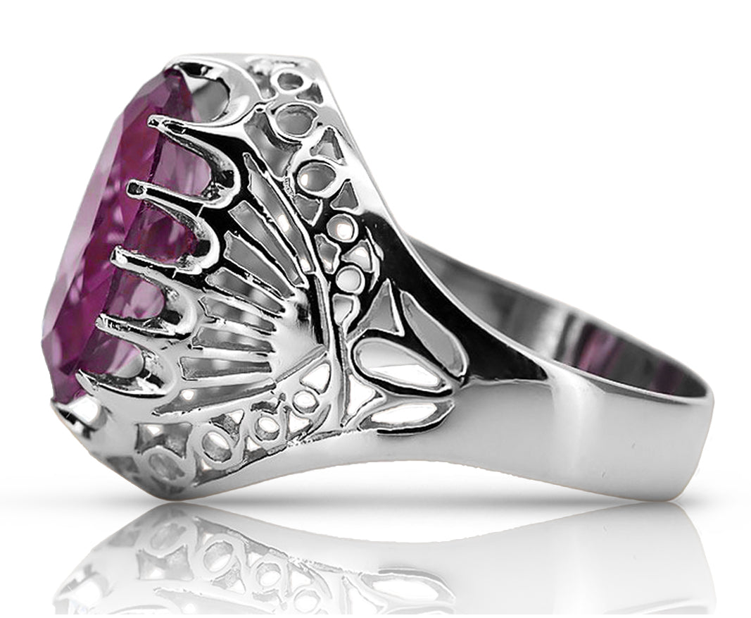Vintage Amethyst Ring in Sterling Silver (vrc020s-am) — full view of the piece
