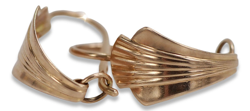 Vintage Leaf Earrings in 14K Rose Gold (ven129) — view 5