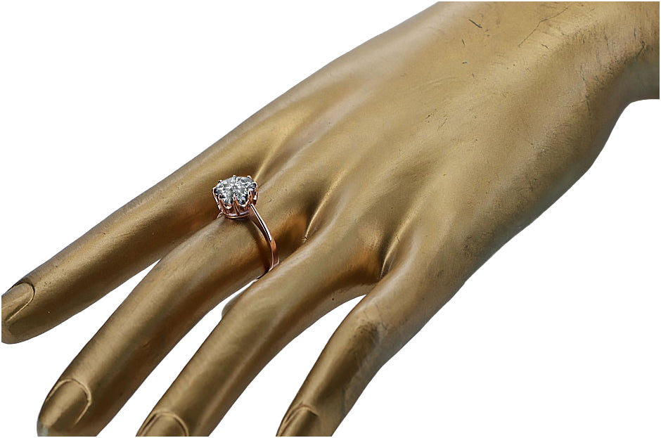 Vintage Zircon Ring in 14K Rose Gold (vrc157r-zi) — close-up of the stone and setting