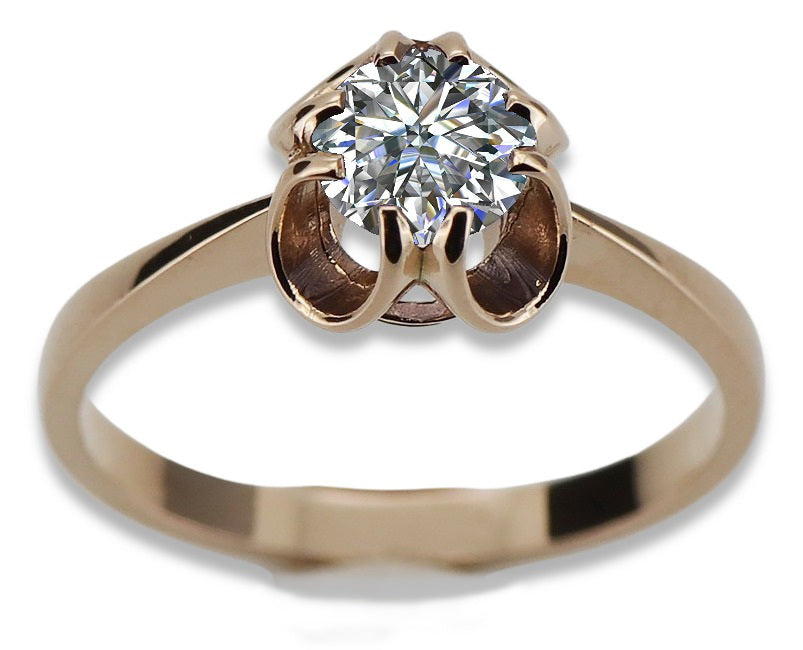 Vintage Zircon Ring in 14K Rose Gold (vrc348r-zi) — back view with the clasp