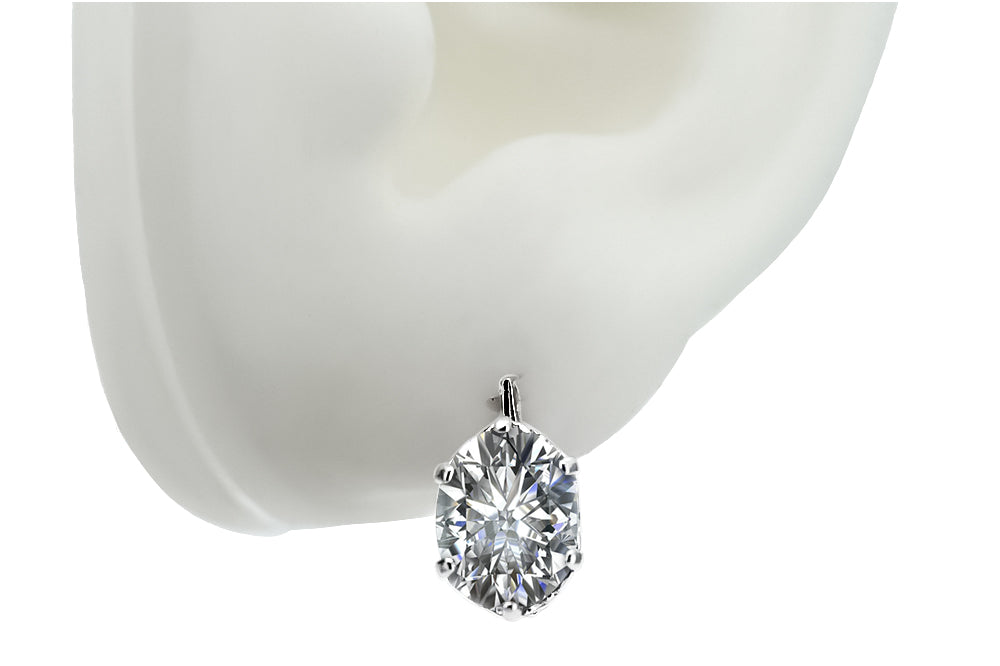 Vintage Zircon Ring Earrings in Sterling Silver (vec003s-zi) — close-up of the stone and setting