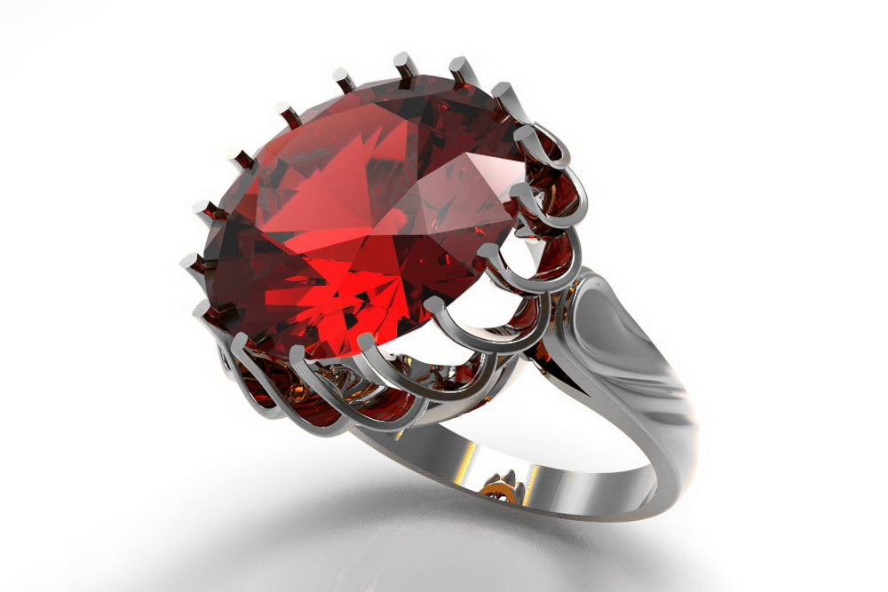 Vintage Ruby Craft Ring in Sterling Silver (vrc035s-rb) — worn on the hand, showing profile
