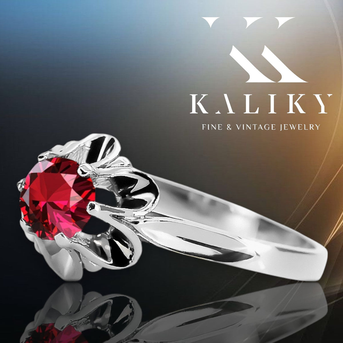 Vintage Ruby Craft Ring in Sterling Silver (vrc004s-rb)