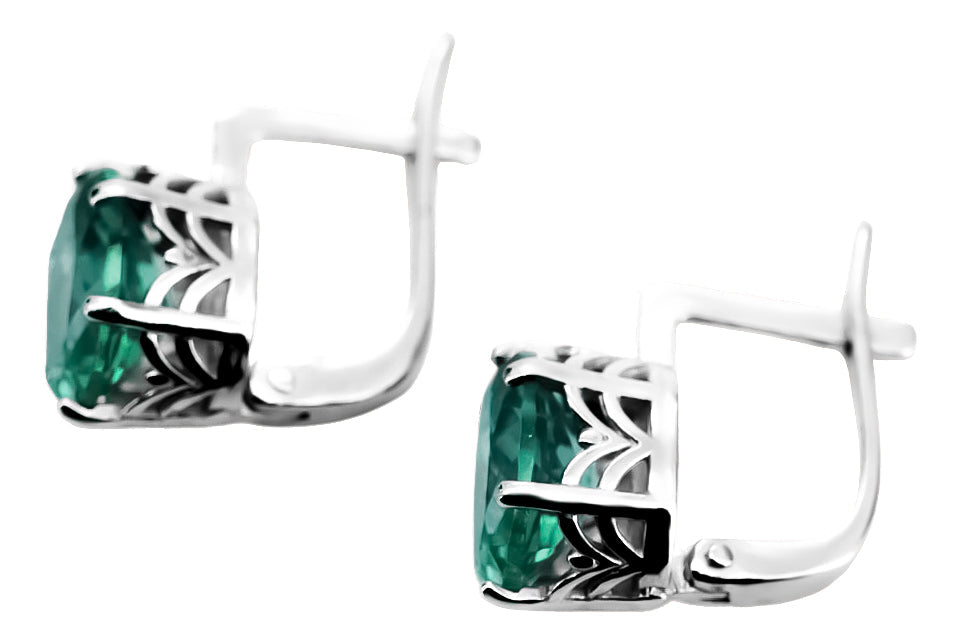 Vintage Emerald Earrings in Sterling Silver (vec003s-em)