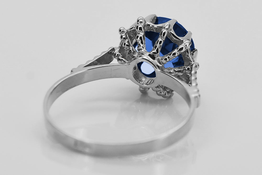 Vintage Sapphire Ring in Sterling Silver (vrc045s-sp) — full view of the piece