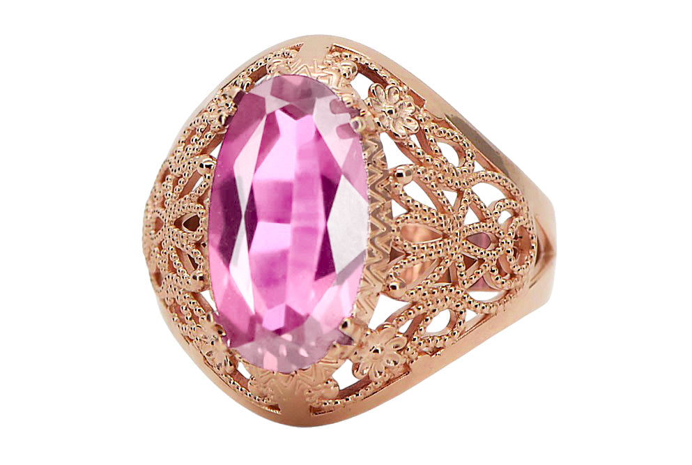 Vintage Amethyst Ring in 14K Rose Gold (vrc074r-am) — full view of the piece