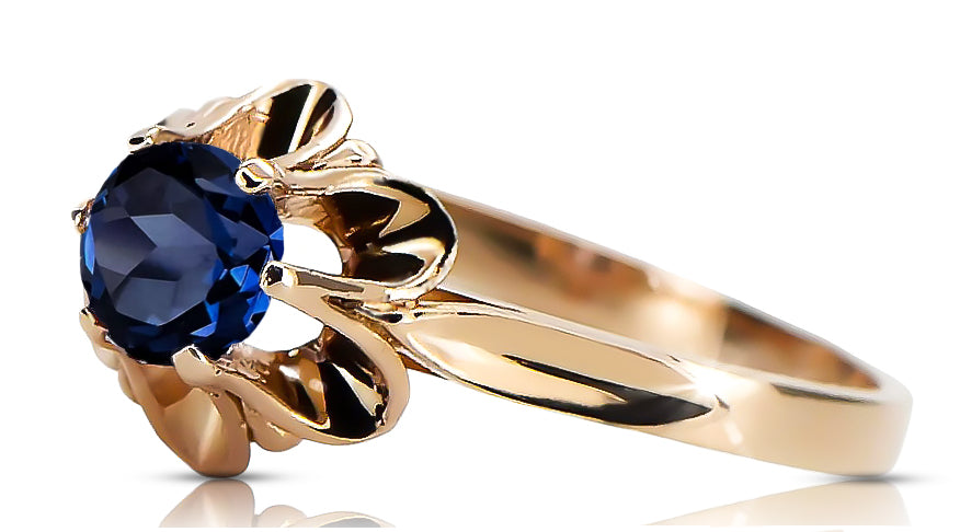 Vintage Sapphire Ring in 14K Rose Gold (vrc004r-sp) — worn on the neckline, showing the drape
