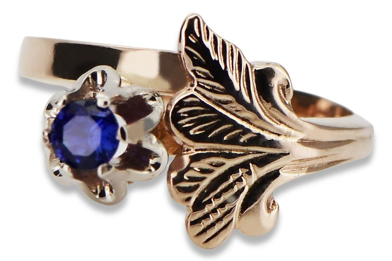 Vintage Sapphire Ring in 14K Rose Gold (vrc169r-sp) — close-up of the hallmark on the inner band