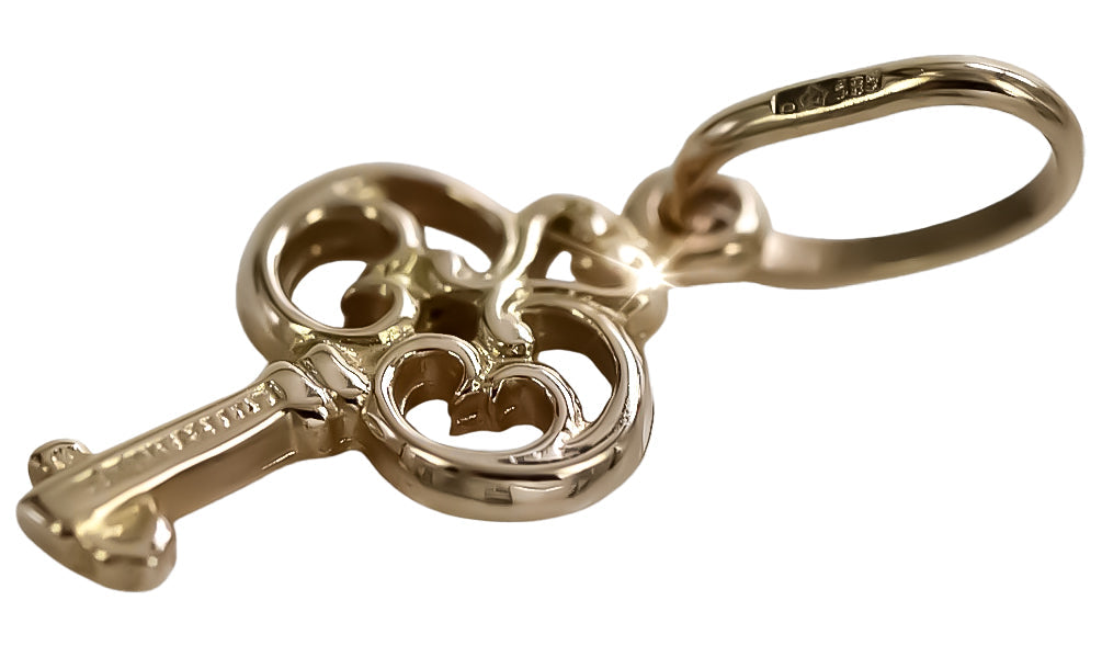 Vintage Key Pendant in 14K Rose Gold (vpn019) — full view of the piece