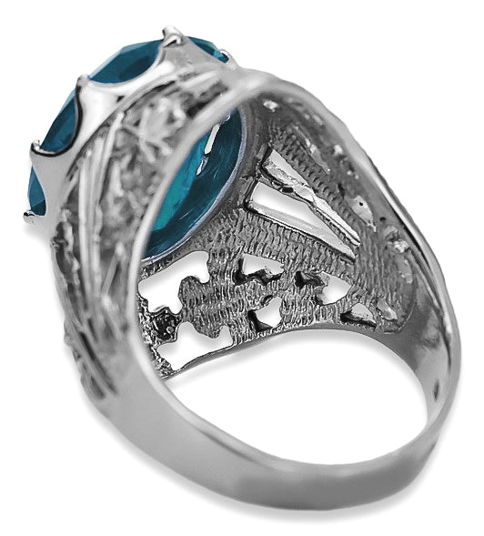 Vintage Aquamarine Ring in Sterling Silver (vrc031s-aq) — close-up of the hallmark on the inner band