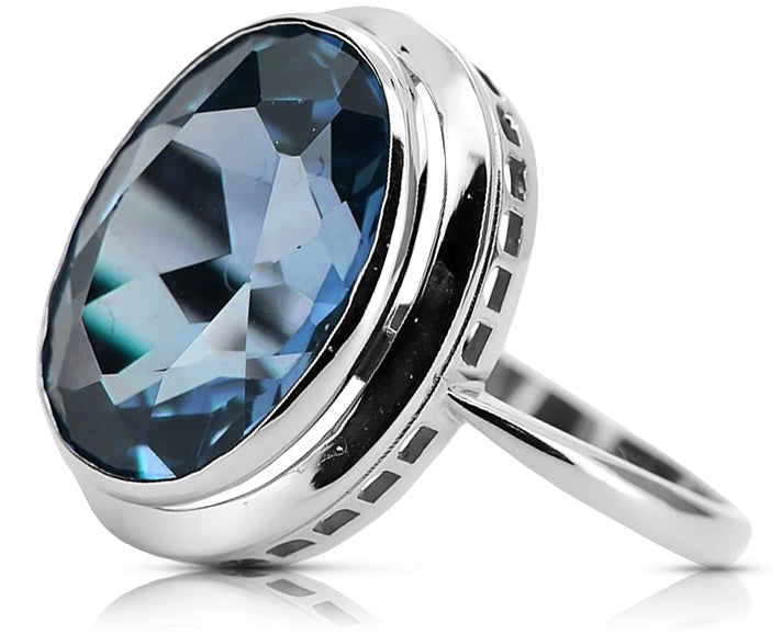 Vintage Aquamarine Ring in Sterling Silver (vrc285s-aq)