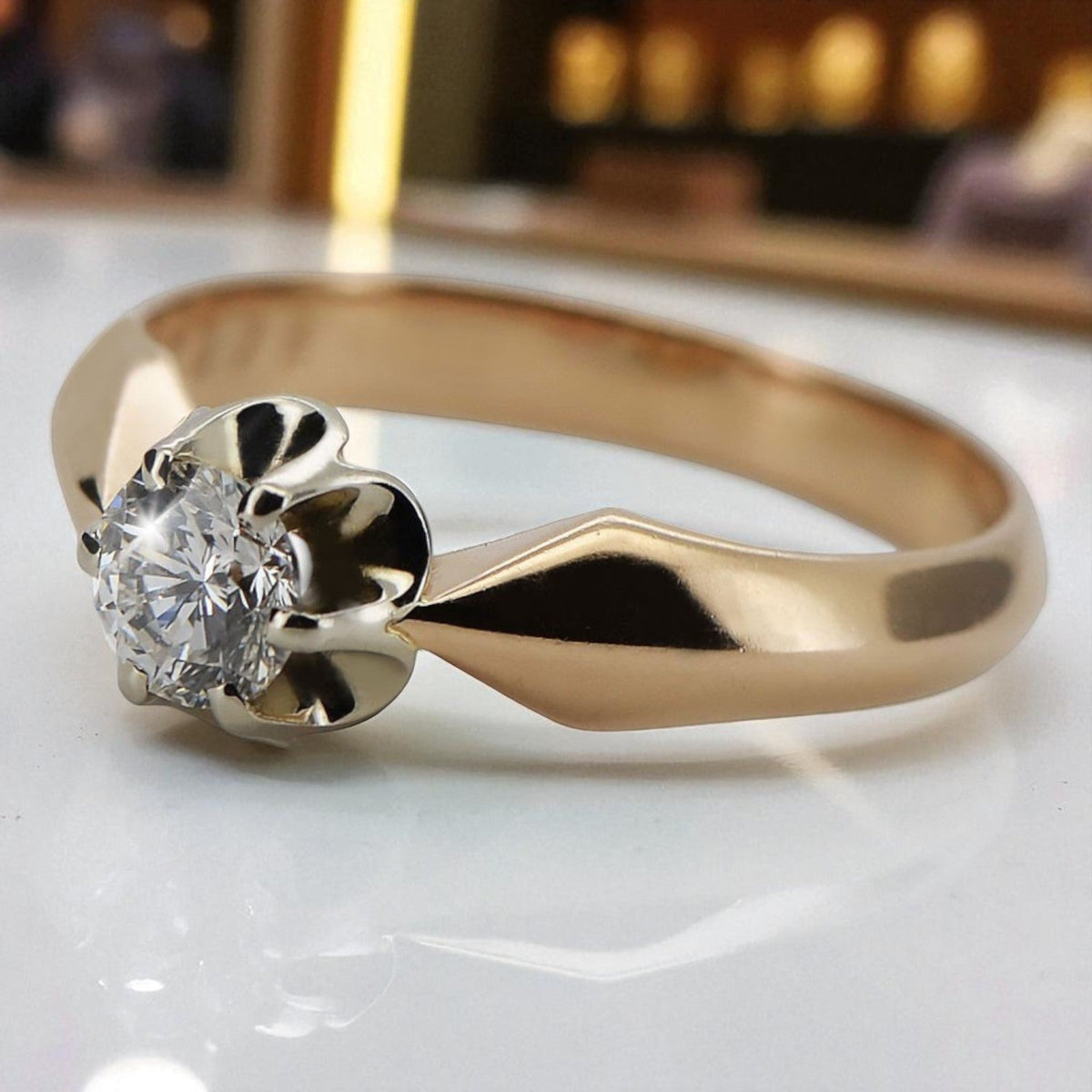 Vintage Zircon Ring in 14K Rose Gold (vrc321r-zi)