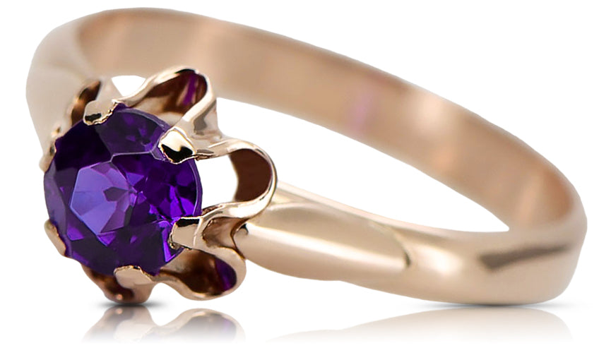 Vintage Alexandrite Ring in 14K Rose Gold (vrc094r-ax) — side view showing the setting