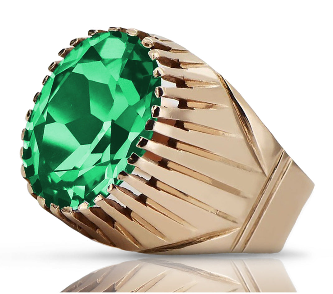 Vintage Emerald Ring in 14K Rose Gold (vrc048r-em) — full view of the piece