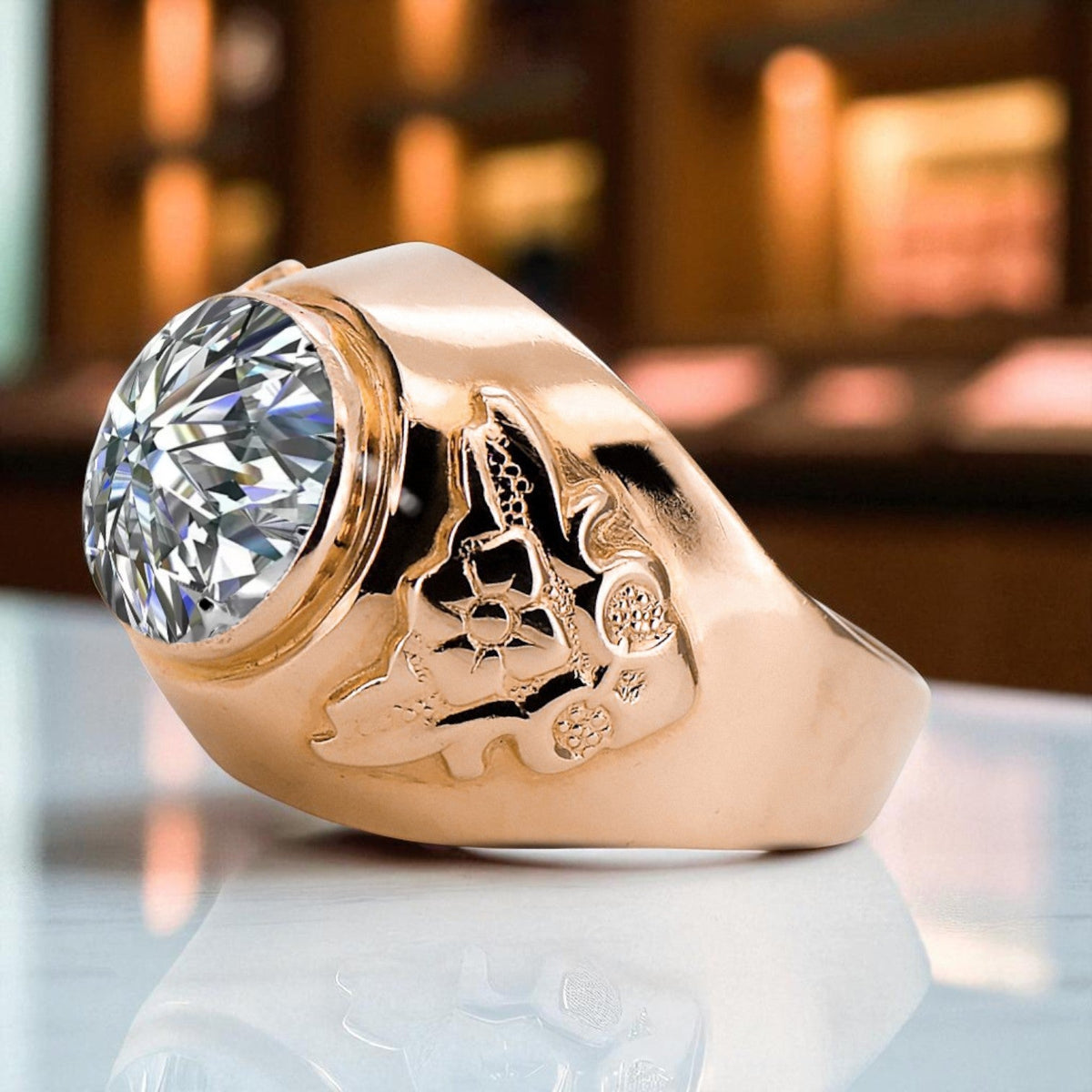 Vintage Zircon Ring in 14K Rose Gold (vrc078r-zi)