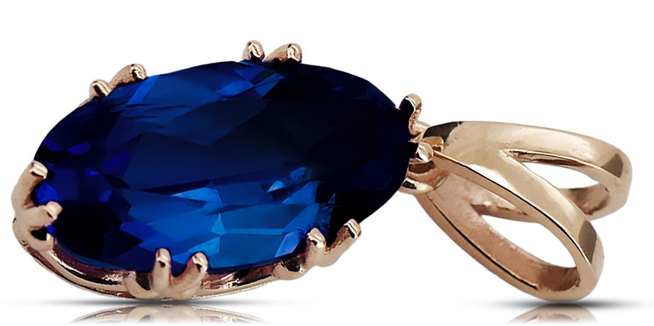 Vintage Sapphire Craft Pendant in 14K Rose Gold (vpc019r-sp) — full view of the piece