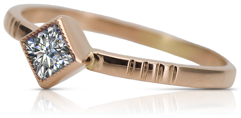 Vintage Zircon Ring in 14K Rose Gold (vrc138r-zi) — worn on the hand, showing profile