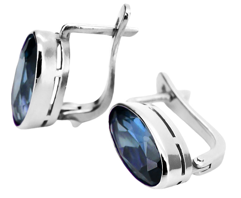 Vintage Alexandrite Aquamarine Earrings in Sterling Silver (vec001s-aq) — close-up of the hallmark on the inner band