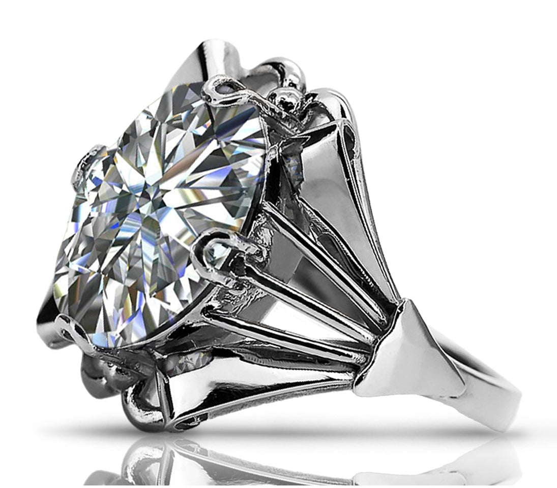 Vintage Zircon Cubic Ring in Sterling Silver (vrc015s-zi)
