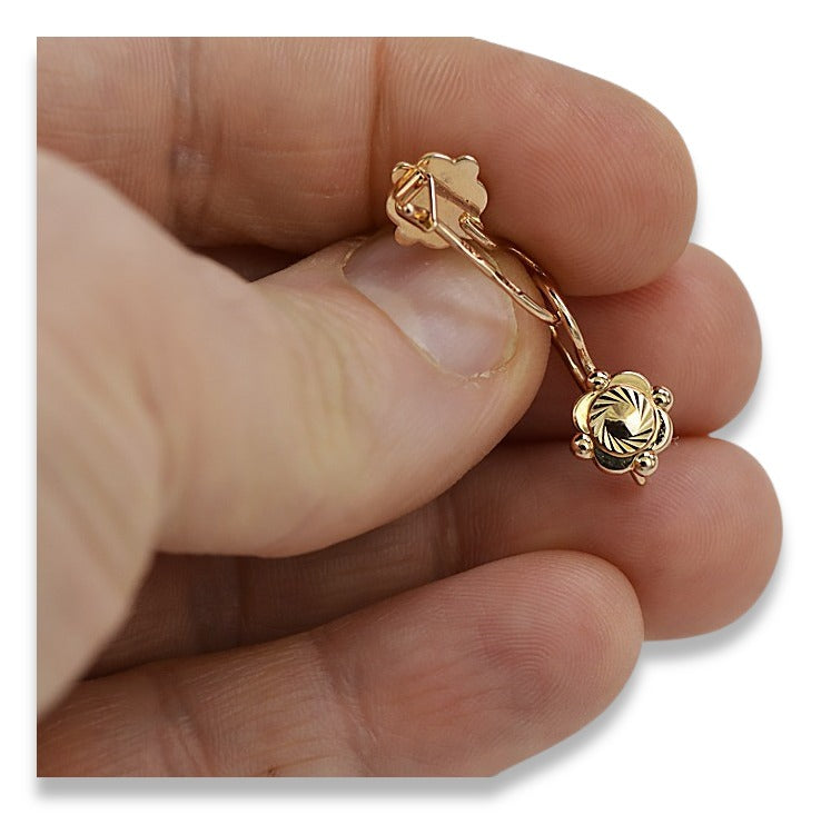 Vintage Leaf Earrings in 14K Rose Gold (ven082) — view 3