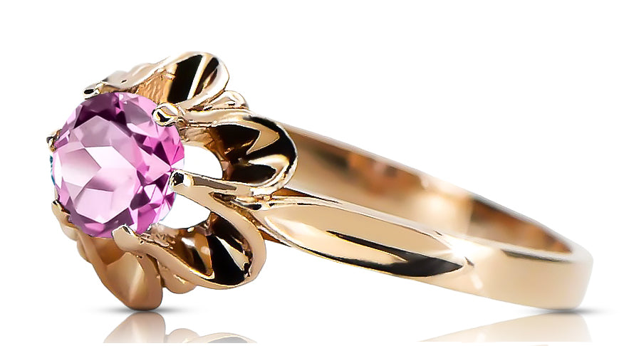 Vintage Amethyst Ring in 14K Rose Gold (vrc004r-am) — worn on the neckline, showing the drape