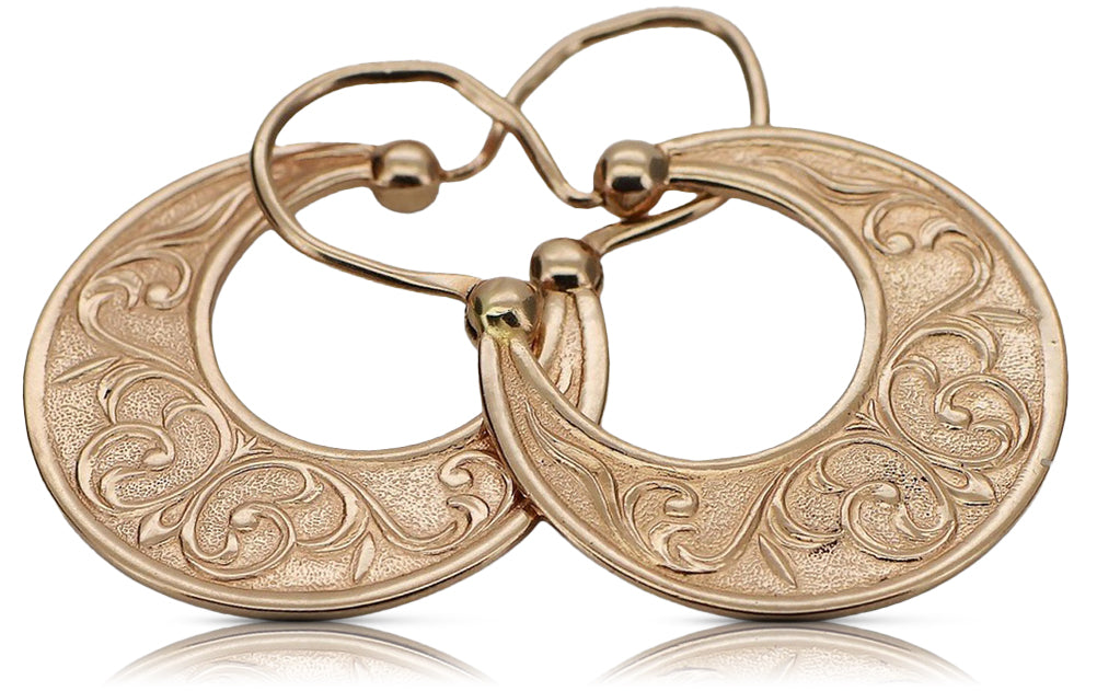 Vintage Gipsy Earrings in 14K Rose Gold (ven050r) — full view of the piece