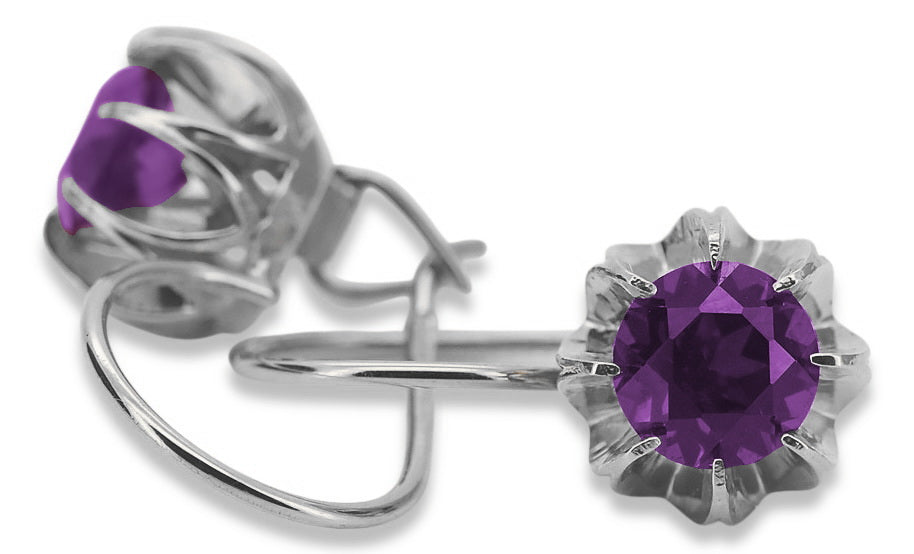 Vintage Alexandrite Earrings in Sterling Silver (vec062s-ax) — close-up of the hallmark on the inner band