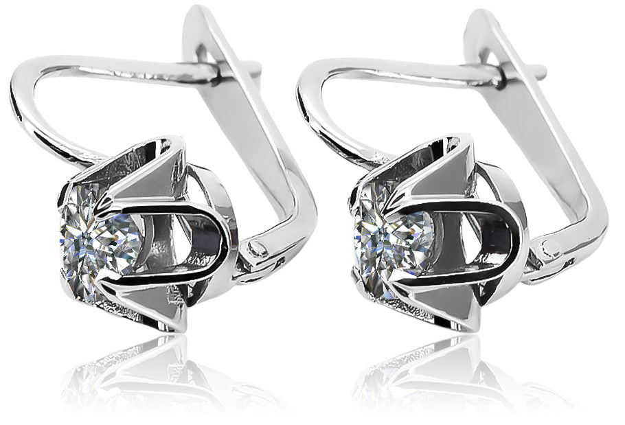 Vintage Zircon Earrings in 14K Rose Gold (vec018s-zi) — full view of the piece